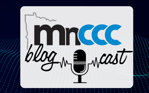MnCCC Blogcast logo on a blue soundwave background