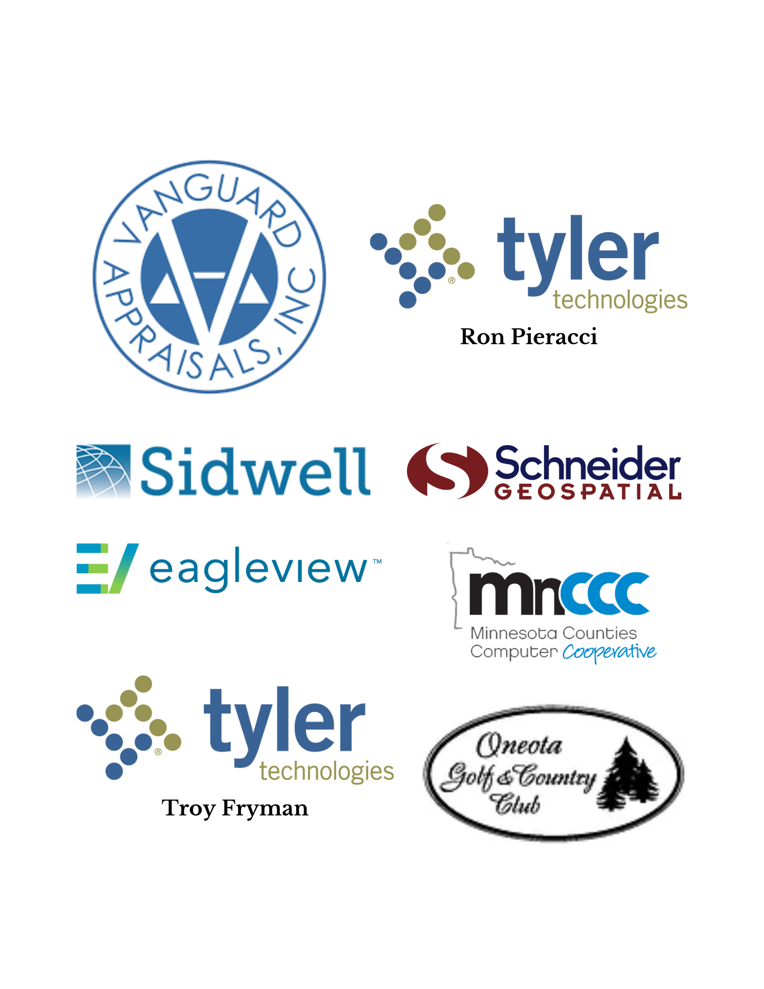 Logos and company names for sponsors